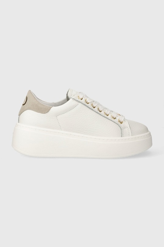 Twinset sneakersy skórzane platforma biały 241TCT094.11560