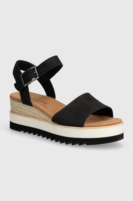 Toms sandale din piele intoarsa Diana coturn negru 10019743