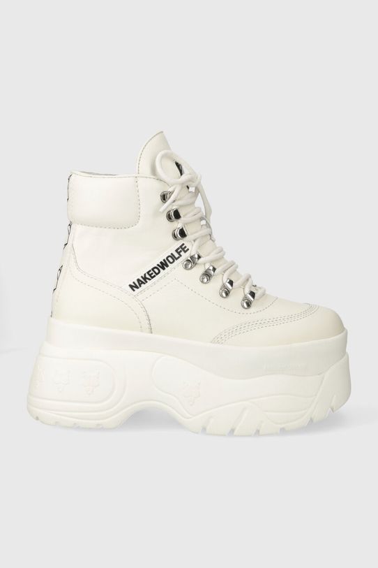 Kožne tenisice Naked Wolfe Spike platforma bijela Spike.White