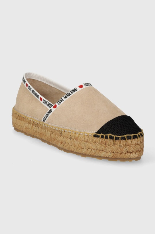 Love Moschino espadrile din piele întoarsă JA10553G0IIG0131 bej SS24