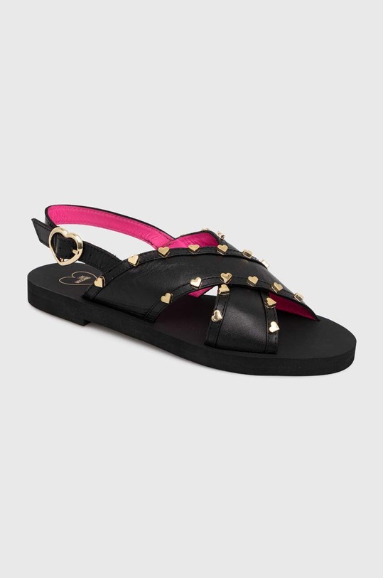 Love Moschino sandały skórzane płaski czarny JA16402G0IIA0000