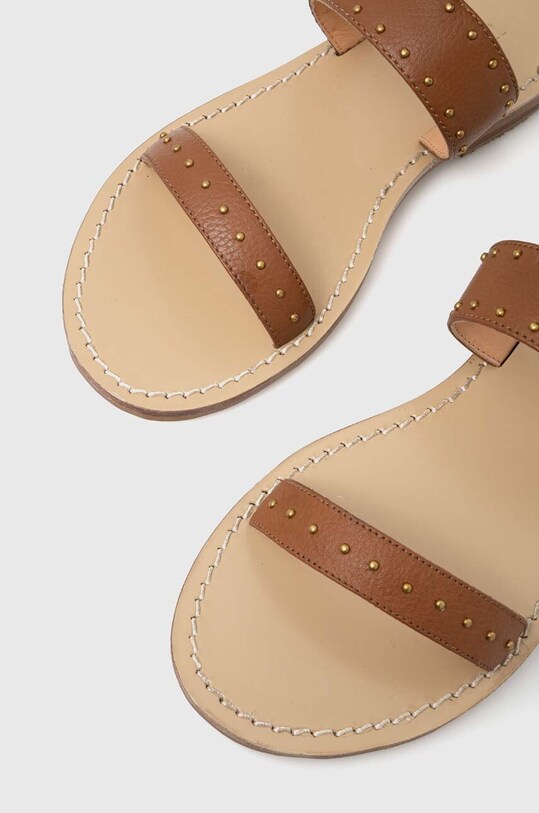 Twinset sandale de piele maro 241TCT050.00057