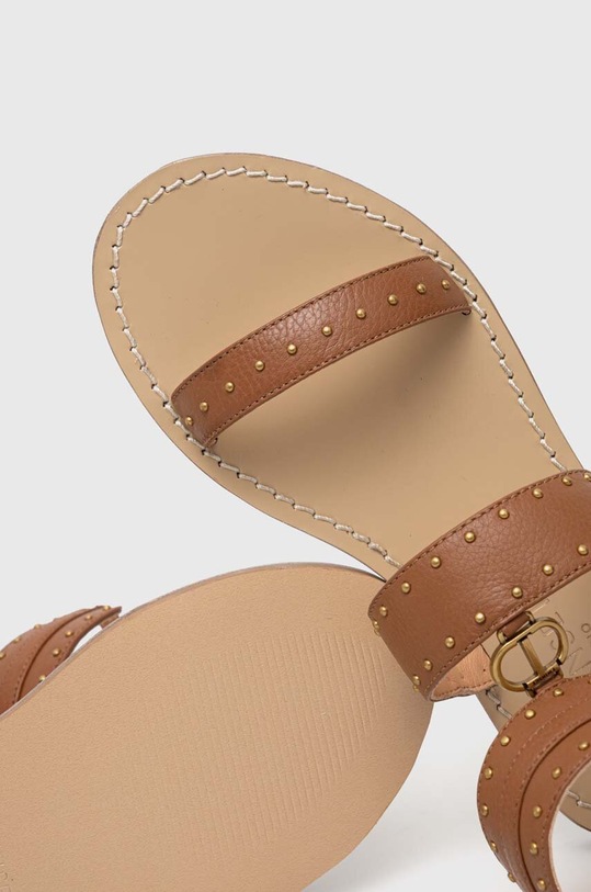Twinset sandały skórzane 241TCT050.00057 brązowy