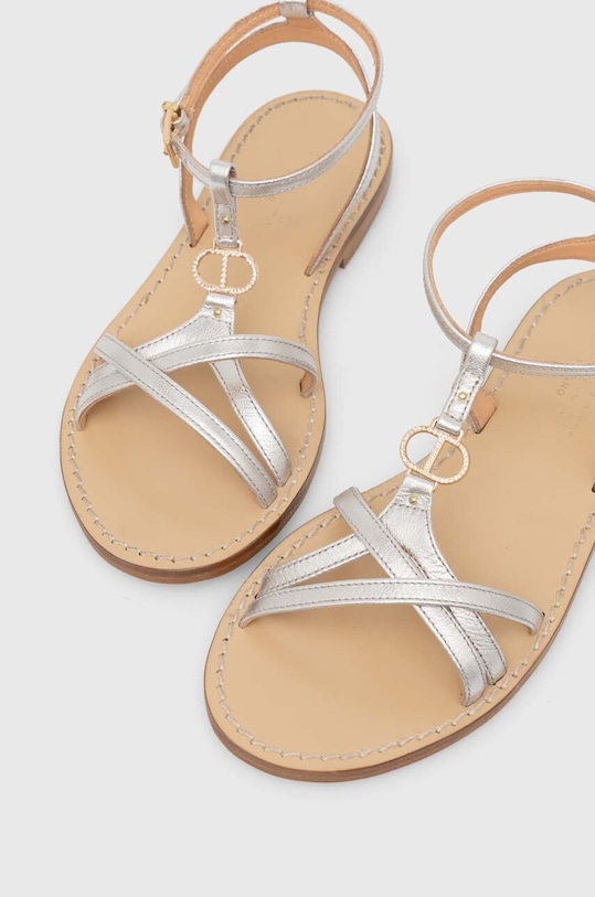 Twinset sandały skórzane srebrny 241TCT122.00995