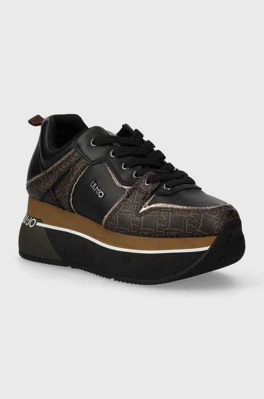 Liu Jo sneakers LIU JO SUPERMAXI 06 pelle fiore nero BF3173PX14122222