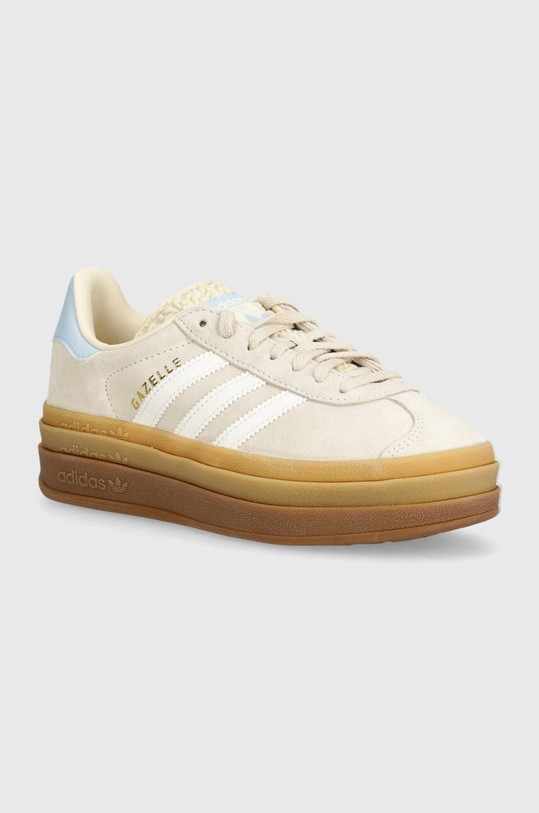 adidas Originals sneakers din piele intoarsă Gazelle Bold mic de statură bej JH5540