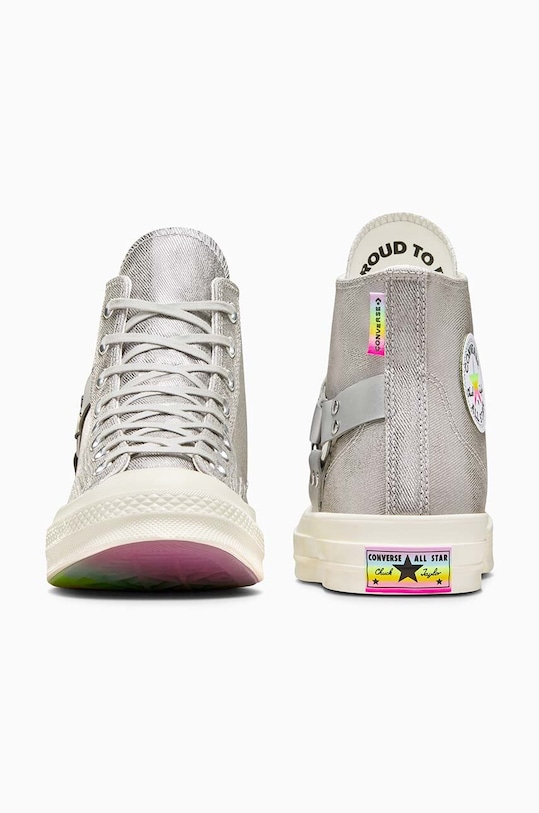Obuća Tenisice Converse Chuck 70 Hi Pride A10214C srebrna