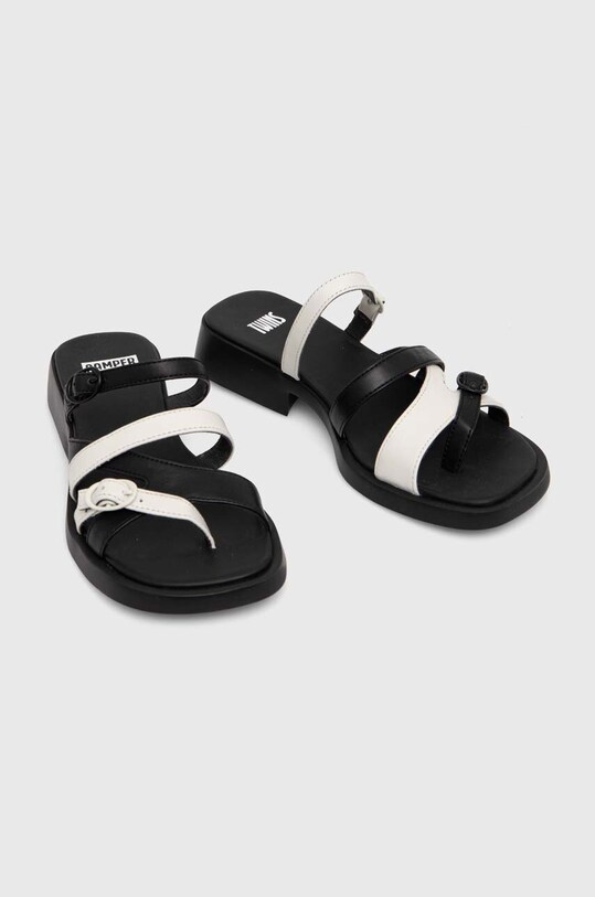 Δερμάτινες παντόφλες Camper TWS φλατ μαύρο K201602.004