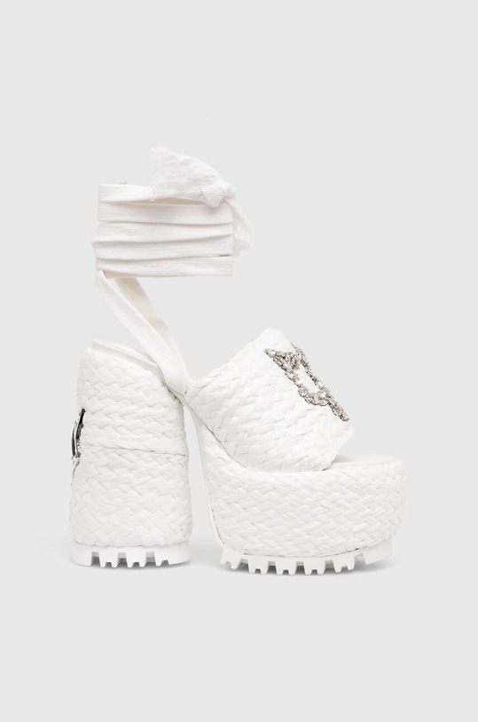 Naked Wolfe sandale gros alb Beach.Raffia.White