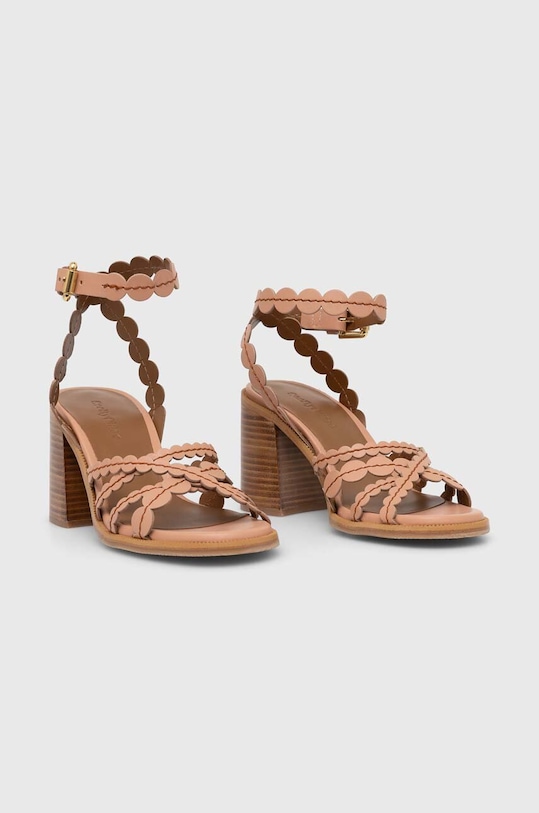 See by Chloé sandały skórzane Kaddy SB42032A.348 beżowy SS24
