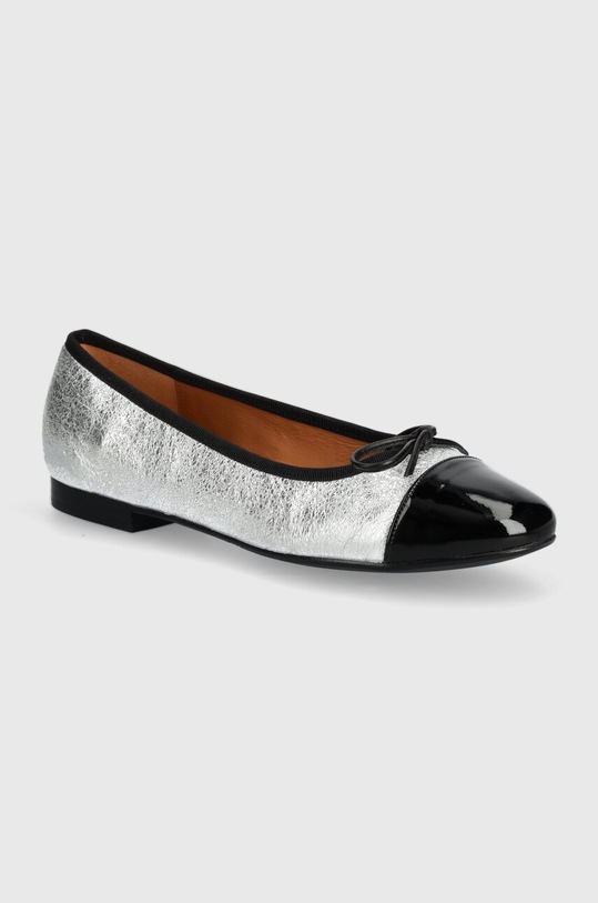 Kožené balerínky Billi Bi lakovaná koža strieborná A6021