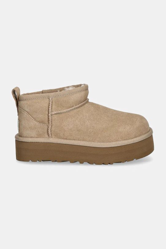 UGG śniegowce zamszowe dziecięce CLASSIC ULTRA MINI PLATFORM 1157791K zielony AA00