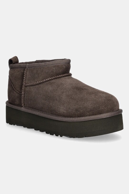 UGG cizme de zăpadă din piele întoarsă CLASSIC ULTRA MINI PLATFORM 1157791K maro AA00