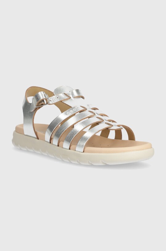 Detské kožené sandále Geox SANDAL SOLEIMA J35GSB.000CF.28.35 strieborná SS25
