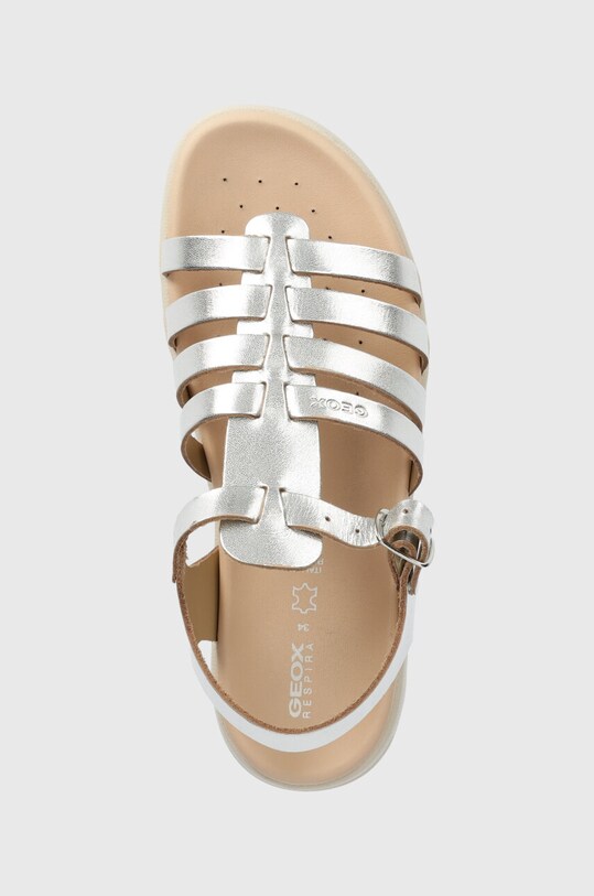 Detské kožené sandále Geox SANDAL SOLEIMA strieborná J35GSB.000CF.28.35