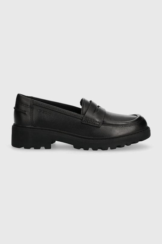 Geox mocasini din piele pentru copii negru J3620C.00043.28.31