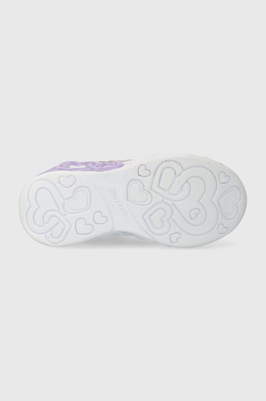 Detské tenisky Skechers INFINITE HEART LIGHTS ETERNAL SHIMMER 303755N strieborná