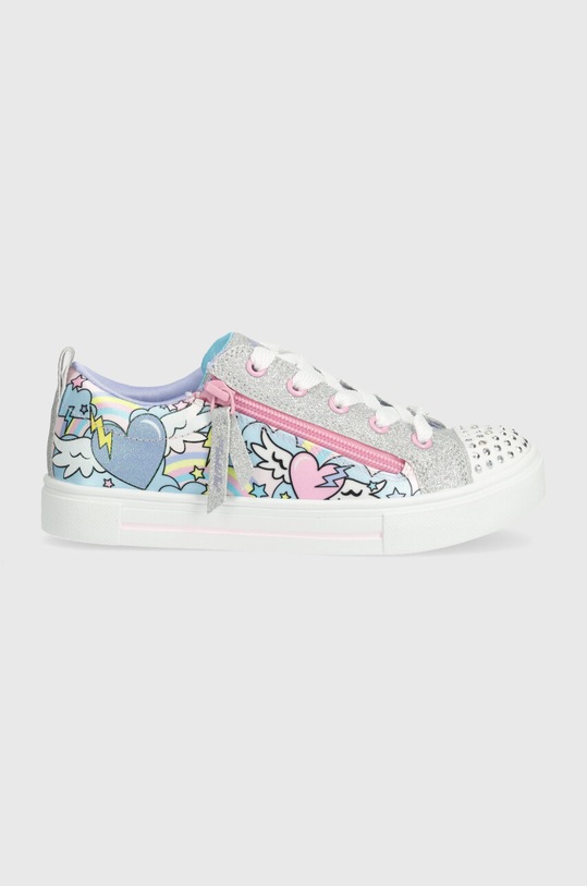 Skechers tenisi copii TWINKLE SPARKS FLYING HEARTS textil argintiu 314805L