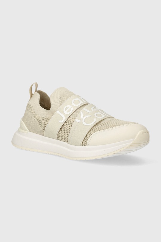 Calvin Klein Jeans sneakersy dziecięce imitacja skóry licowej beżowy V3X9.80894.35.40