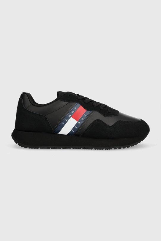 Tommy Jeans sneakersy skórzane TJM MODERN RUNNER skóra zamszowa czarny EM0EM01316