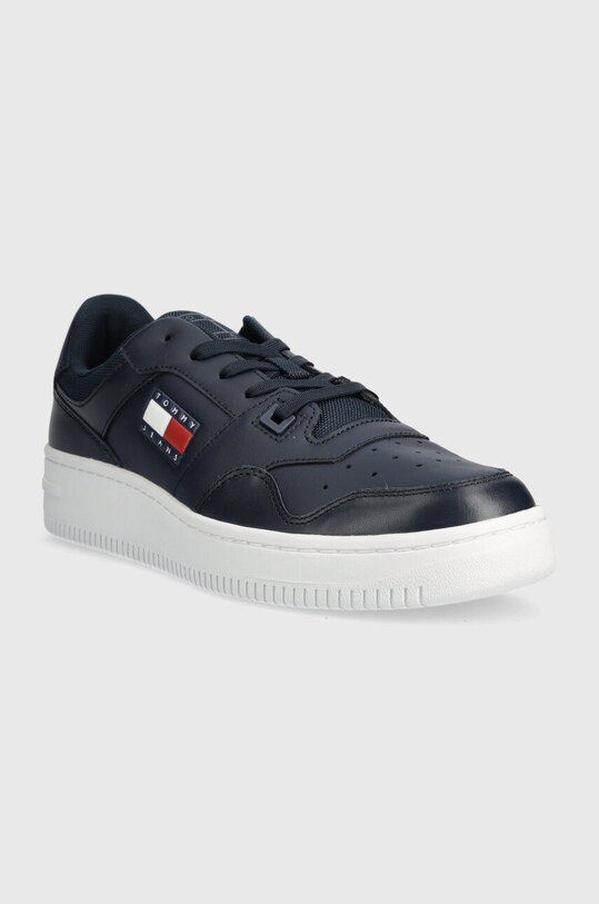 Kožne tenisice Tommy Jeans TJM RETRO BASKET ESS EM0EM01395 mornarsko plava SS24