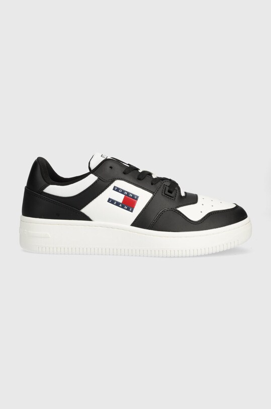 Δερμάτινα αθλητικά παπούτσια Tommy Jeans TJM RETRO BASKET ESS μικρό μαύρο EM0EM01395