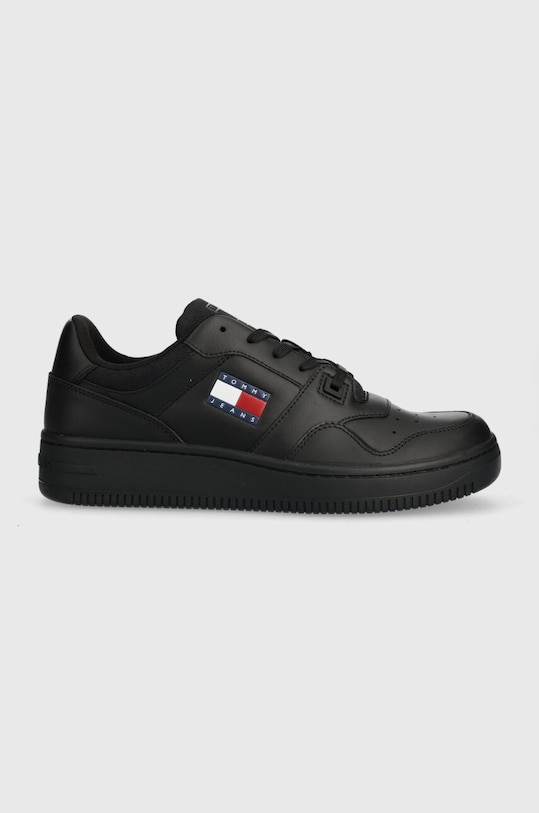 Tommy Jeans sneakers din piele TJM RETRO BASKET ESS mic de statură negru EM0EM01395