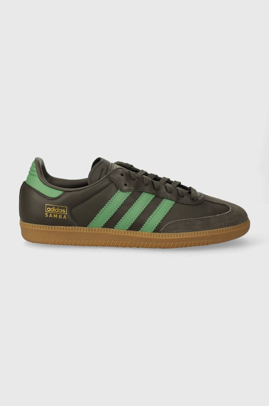 Kožne tenisice adidas Originals Samba OG zrnata koža zelena IG6175