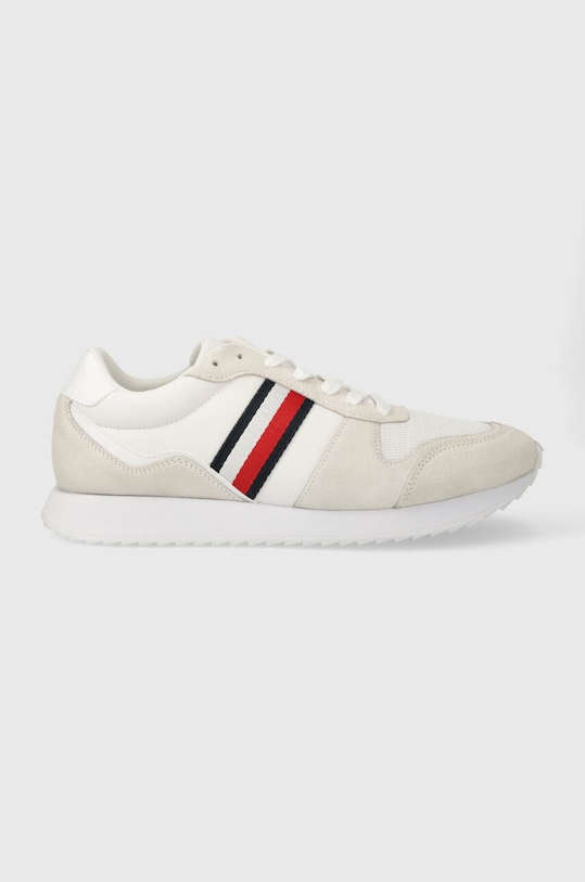 Sneakers boty Tommy Hilfiger RUNNER EVO MIX ESS semišová kůže bílá FM0FM04886