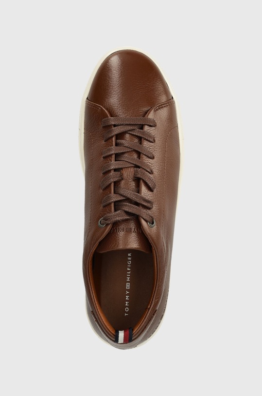Шкіряні кросівки Tommy Hilfiger PREMIUM CUPSOLE GRAINED LTH коричневий FM0FM04893
