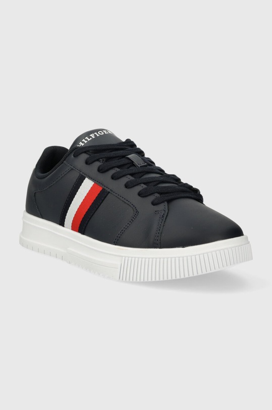 Kožené tenisky Tommy Hilfiger SUPERCUP LTH STRIPES ESS FM0FM04895 tmavomodrá SS24