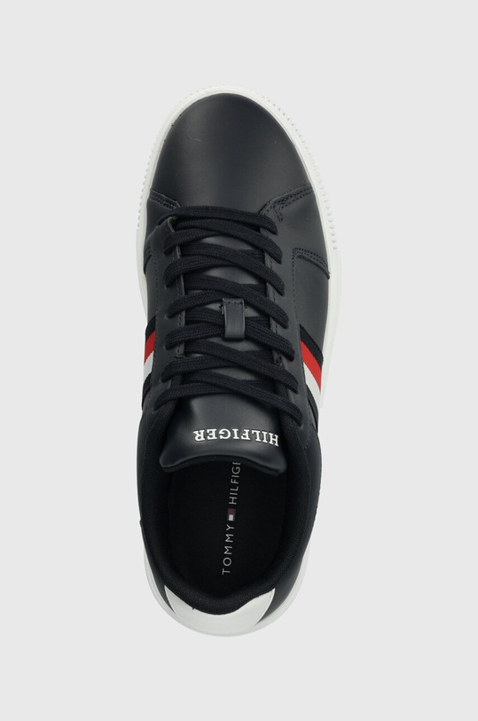 Kožené tenisky Tommy Hilfiger SUPERCUP LTH STRIPES ESS tmavomodrá FM0FM04895