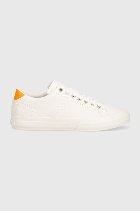 Tommy Hilfiger sneakersy skórzane TH HI VULC STREET LOW LTH ESS FM0FM04896 biały SS24