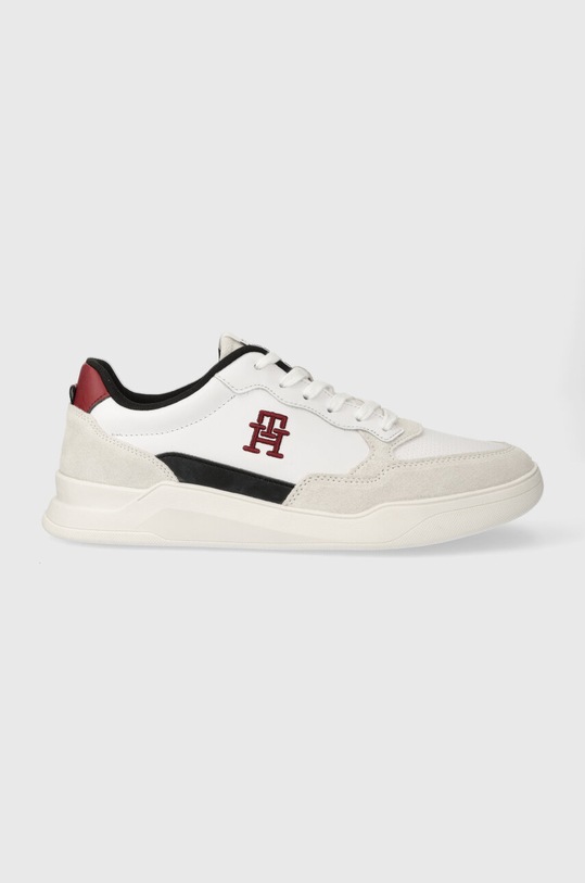 Tommy Hilfiger sneakersy skórzane ELEVATED CUPSOLE LTH MIX skóra zamszowa biały FM0FM04929