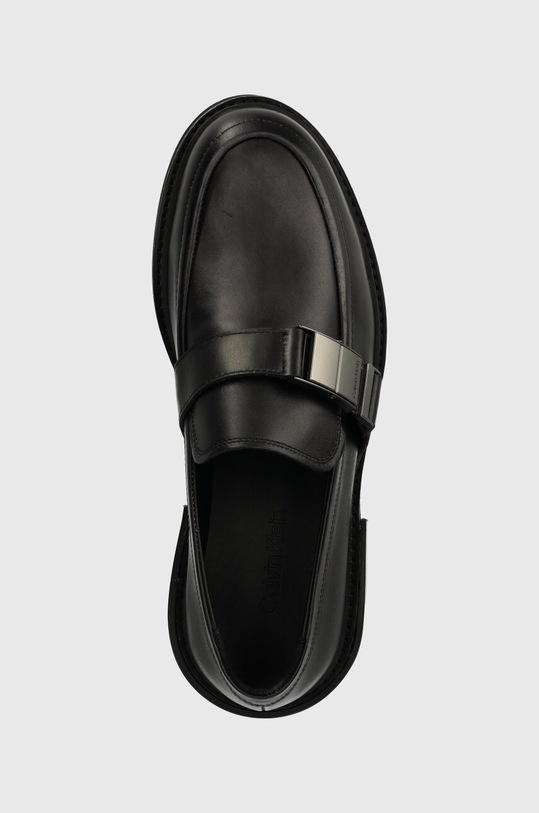 Kožené mokasíny Calvin Klein MOCCASIN W/ ICONIC PLAQUE čierna HM0HM01452