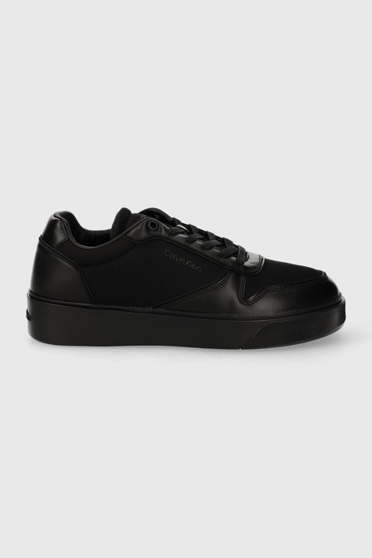 Tenisky Calvin Klein LOW TOP LACE UP W/ STITCH usňová koža čierna HM0HM01368