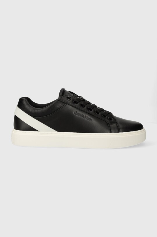 Кожаные кроссовки Calvin Klein LOW TOP LACE UP ARCHIVE STRIPE Planet friendly чёрный HM0HM01292