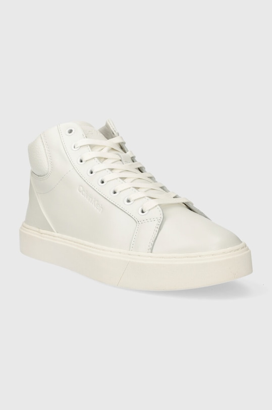 Calvin Klein sneakersy skórzane HIGH TOP LACE UP ARCHIVE STRIPE HM0HM01291 biały SS24
