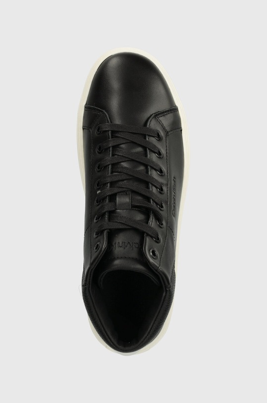 Δερμάτινα αθλητικά παπούτσια Calvin Klein HIGH TOP LACE UP ARCHIVE STRIPE μαύρο HM0HM01291