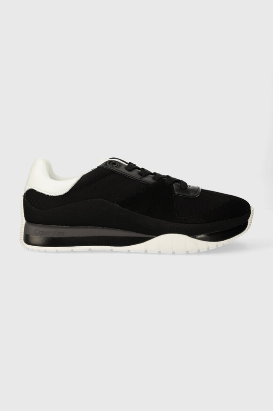 Αθλητικά Calvin Klein LOW TOP LACE UP δέρμα σαμουά μαύρο HM0HM01286