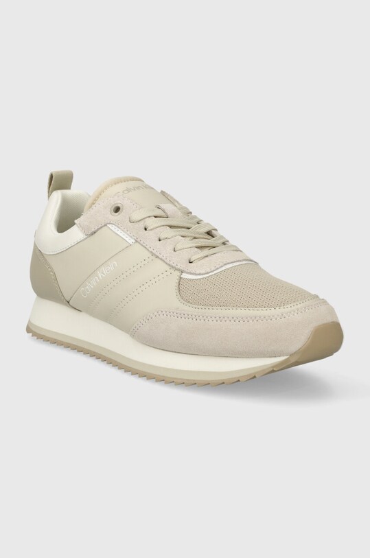Шкіряні кросівки Calvin Klein LOW TOP LACE UP MIX HM0HM01280 бежевий SS24