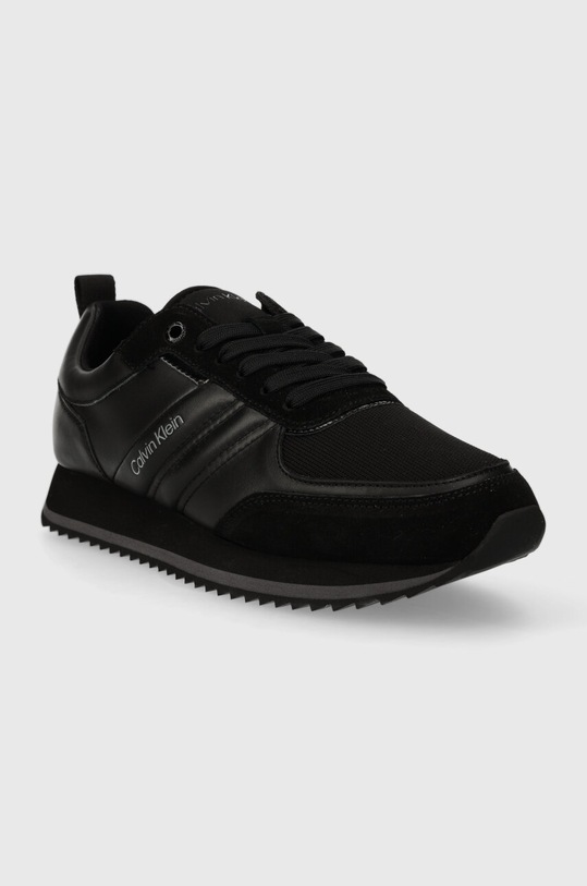 Δερμάτινα αθλητικά παπούτσια Calvin Klein LOW TOP LACE UP MIX HM0HM01280 μαύρο SS24