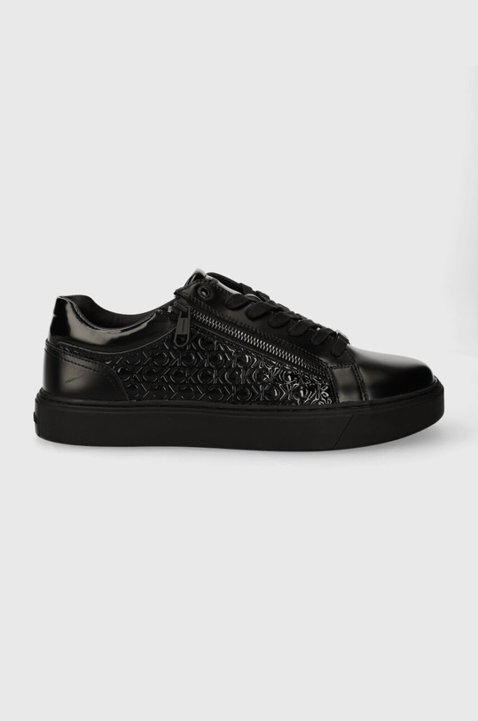 Calvin Klein sneakersy skórzane LOW TOP LACE UP W/ZIP MONO Planet friendly czarny HM0HM01277