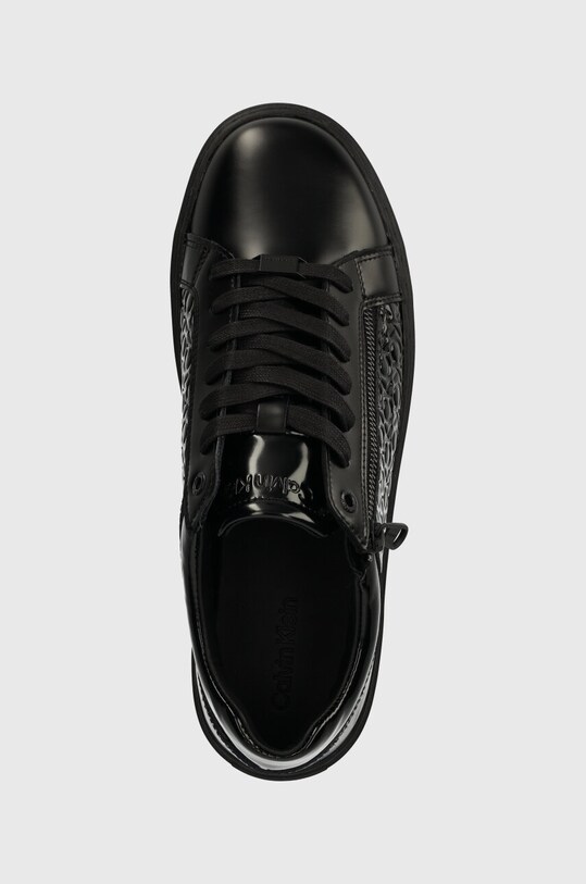 Kožené tenisky Calvin Klein LOW TOP LACE UP W/ZIP MONO čierna HM0HM01277