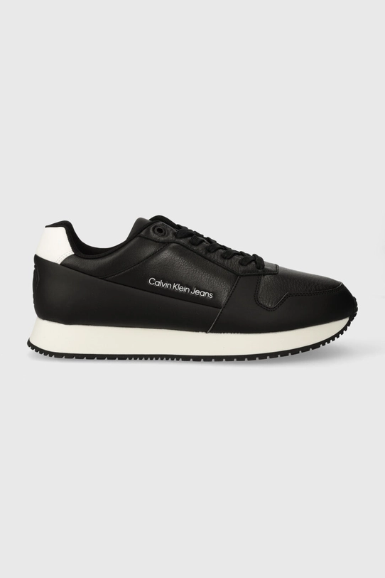 Sneakers boty Calvin Klein Jeans RETRO RUNNER LOW LTH IN SAT přírodní kůže černá YM0YM00863