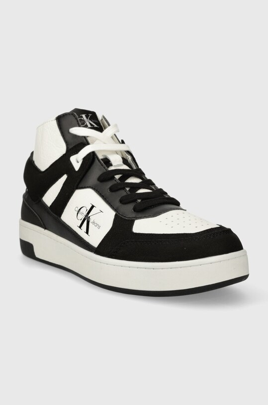 Kožne tenisice Calvin Klein Jeans BASKET CUPSOLE MID LTH ML FAD YM0YM00883 crna SS24