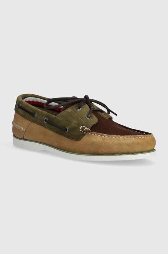 Mokasinke od brušene kože Tommy Hilfiger TH BOAT SHOE CORE C BLOCK SUEDE brušena koža zelena FM0FM04630