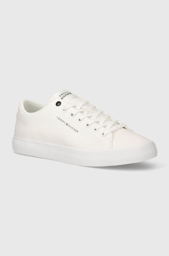 Tenisky Tommy Hilfiger TH HI VULC LOW CANVAS Planet friendly bílá FM0FM04882