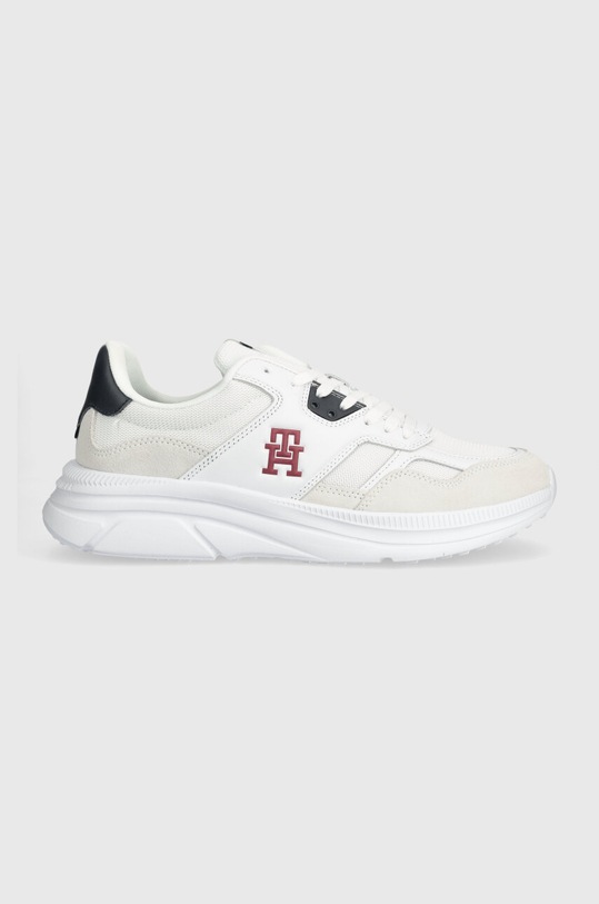Tenisky Tommy Hilfiger MODERN RUNNER MIX semišová kůže bílá FM0FM04937