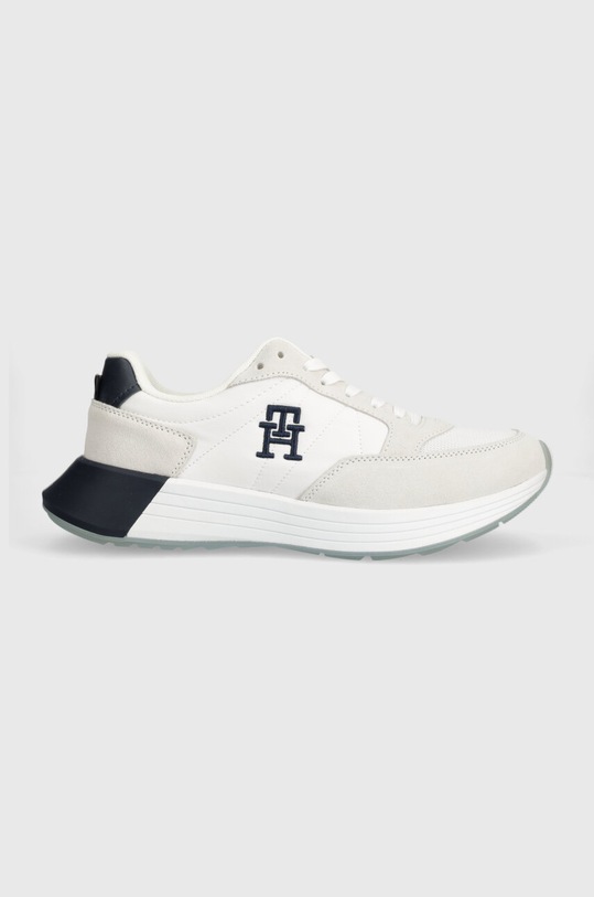 Tenisky Tommy Hilfiger CLASSIC ELEVATED RUNNER LOCKER semišová kůže bílá FM0FM04939